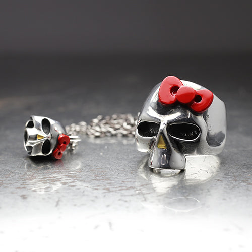 Hello Kitty Skull Face Ring - Silver