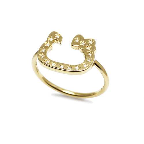 Hello Kitty Horseshoe Ring - 10K Yellow Gold